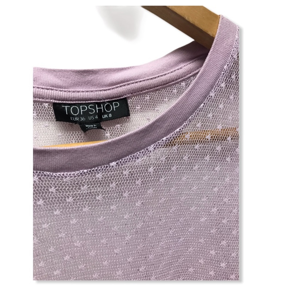 TopShop | Lilac Mesh Polka Dot Chic T-Shirt Blouse - Picture 11 of 13